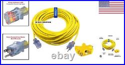 Extra Heavy Duty Contractor Grade Extension Cord 100 ft, 5 Outlet Adapter C