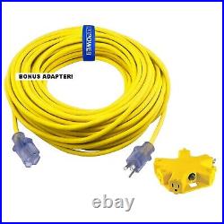 Extra Heavy Duty Contractor Grade Extension Cord 100 ft, 5 Outlet Adapter C