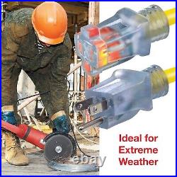Extra Heavy Duty Contractor Grade Extension Cord 100 ft, 5 Outlet Adapter C