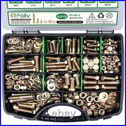 FOLIV 523PCS Grade 8 Bolts and Nuts Assortment Kit, Heavy Duty Nut Assortment