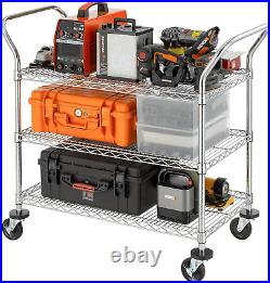 Finnhomy 3-Tier Commercial Grade Rolling Cart, Heavy Duty Utility Cart, Carts wi