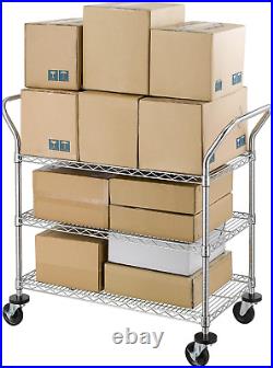 Finnhomy 3-Tier Commercial Grade Rolling Cart, Heavy Duty Utility Cart, Carts wi