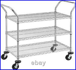 Finnhomy 3-Tier Commercial Grade Rolling Cart, Heavy Duty Utility Cart, Carts wi