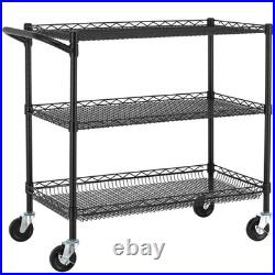 Finnhomy 3 Tier Heavy Duty Commercial Grade Utility Cart, Wire Rolling Cart w