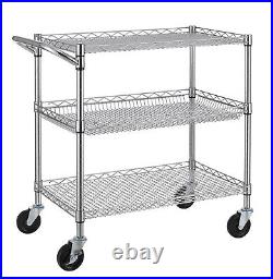 Finnhomy 3 Tier Heavy Duty Commercial Grade Utility Cart, Wire Rolling Cart w
