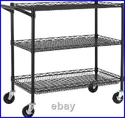 Finnhomy 3 Tier Heavy Duty Commercial Grade Utility Cart, Wire Rolling Cart with
