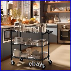 Finnhomy 3 Tier Heavy Duty Commercial Grade Utility Cart, Wire Rolling Cart with