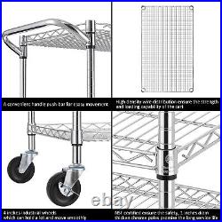 Finnhomy 3 Tier Heavy Duty Commercial Grade Utility Cart, Wire Rolling Cart with
