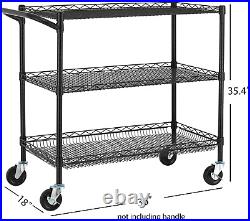 Finnhomy 3 Tier Heavy Duty Commercial Grade Utility Cart, Wire Rolling Cart with