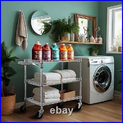 Finnhomy 3 Tier Heavy Duty Commercial Grade Utility Cart, Wire Rolling Cart with