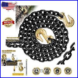 Grade 80 10FT Heavy Duty Towing Chain with Clevis Hooks, 12,000 lbs Capacity
