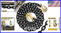 Grade 80 10FT Heavy Duty Towing Chain with Clevis Hooks, 12,000 lbs Capacity