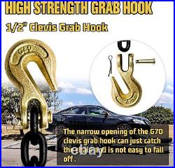 Grade 80 10FT Heavy Duty Towing Chain with Clevis Hooks, 12,000 lbs Capacity