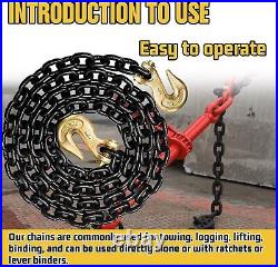 Grade 80 10FT Heavy Duty Towing Chain with Clevis Hooks, 12,000 lbs Capacity