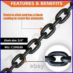 Grade 80 Heavy Duty Binder Chain 3/8 inch x 20ft for Safe Transport 7,100lbs