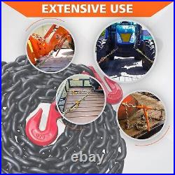 Grade 80 Heavy Duty Binder Chain 3/8 inch x 20ft for Safe Transport 7,100lbs