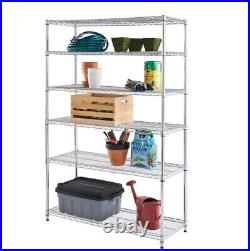 HDX 6-Tier Commercial Grade Heavy-Duty Steel Wire Shelving Unit in Chrome, 72in