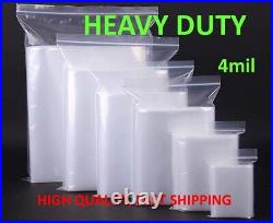 HEAVY DUTY 4 Mil Clear Zip Seal Bags Reclosable Top Lock Plastic Jewelry 4Mil
