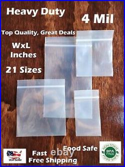 HEAVY DUTY 4 Mil Clear Zip Seal Bags Reclosable Top Lock Plastic Jewelry 4Mil