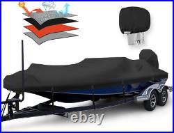 Heavy Duty 1200D PU Waterproof Boat Cover, 16'-18.5' Trailerable Marine Grade Po