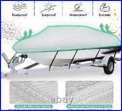 Heavy Duty 1200D PU Waterproof Boat Cover, 17'- 19' Trailerable Marine Grade Pol