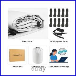 Heavy Duty 1200D PU Waterproof Boat Cover, 20'- 22' Trailerable Marine Grade