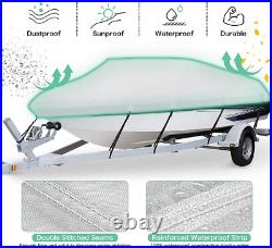 Heavy Duty 1200D PU Waterproof Boat Cover, 20'- 22' Trailerable Marine Grade Pol