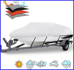 Heavy Duty 1200D PU Waterproof Boat Cover, 20'- 22' Trailerable Marine Grade Pol