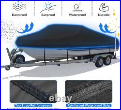 Heavy Duty 1200D PU Waterproof Boat Cover, 23'- 24' Trailerable Marine Grade Pol