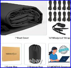 Heavy Duty 1200D PU Waterproof Boat Cover, 23'- 24' Trailerable Marine Grade Pol