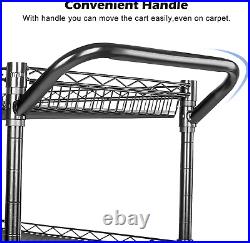 Heavy Duty 3 Tier Utility Cart, Wire Rolling Cart with Wheels, Commercial Grade S