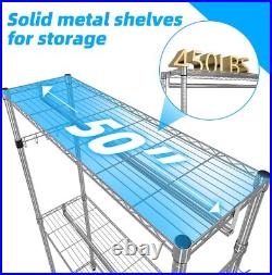 Heavy Duty 50In Large Clothes Clothing Rack, Industrial Grade Rolling Adjustable