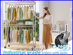 Heavy Duty 50In Large Clothes Clothing Rack, Industrial Grade Rolling Adjustable