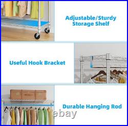 Heavy Duty 50In Large Clothes Clothing Rack, Industrial Grade Rolling Adjustable