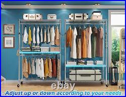 Heavy Duty 50in Large Clothes Garment Rack, Industrial Grade Rolling Adjustab