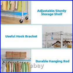 Heavy Duty 50in Large Clothes Garment Rack, Industrial Grade Rolling Adjustab