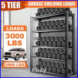 Heavy Duty 72H Shelf Unit Garage Metal Storage 5 Level Shelves Rack Steel & MDF