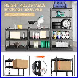 Heavy Duty 72H Shelf Unit Garage Metal Storage 5 Level Shelves Rack Steel & MDF