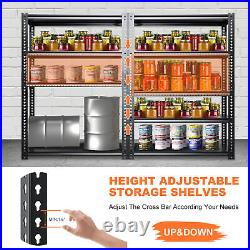 Heavy Duty 72H Shelf Unit Garage Metal Storage 5 Level Shelves Rack Steel & MDF