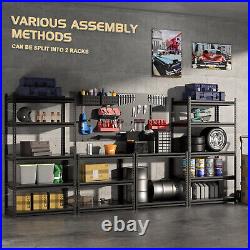 Heavy Duty 72H Shelf Unit Garage Metal Storage 5 Level Shelves Rack Steel & MDF