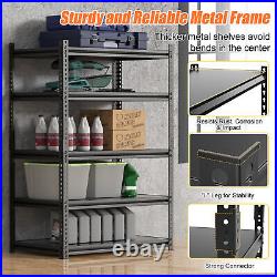 Heavy Duty 72H Shelf Unit Garage Metal Storage 5 Level Shelves Rack Steel & MDF