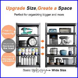 Heavy Duty 72H Shelf Unit Garage Metal Storage 5 Level Shelves Rack Steel & MDF