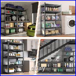 Heavy Duty 72H Shelf Unit Garage Metal Storage 5 Level Shelves Rack Steel & MDF