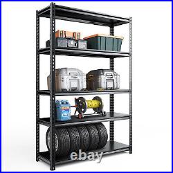 Heavy Duty 72H Shelf Unit Garage Metal Storage 5 Level Shelves Rack Steel & MDF