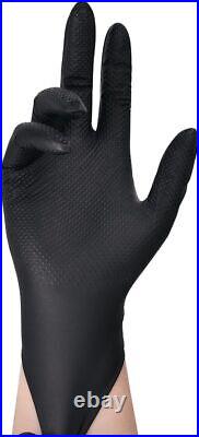 Heavy Duty 8 Mil Black Nitrile Disposable Gloves Raised Diamond Texture