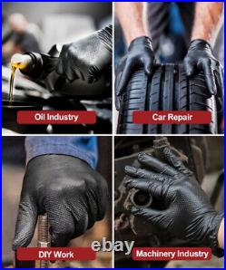 Heavy Duty 8 Mil Black Nitrile Disposable Gloves Raised Diamond Texture