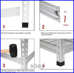 Heavy Duty Adjustable Storage Shelving Unit, 5 Shelf, High-Grade Aluminum, Silve