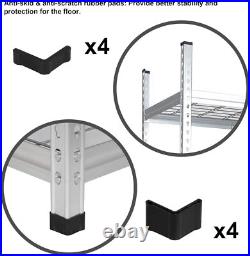 Heavy Duty Adjustable Storage Shelving Unit, 5 Shelf, High-Grade Aluminum, Silve