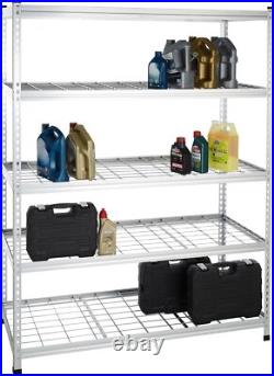 Heavy Duty Adjustable Storage Shelving Unit, 5 Shelf, High-Grade Aluminum, Silve