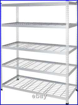 Heavy Duty Adjustable Storage Shelving Unit, 5 Shelf, High-Grade Aluminum, Silve